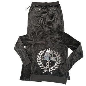 Juicy Couture Tracksuit Matching Set Grey Small Jacket Pants Bling Logo New Y2k
